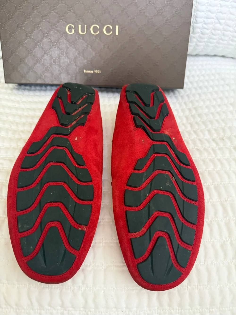 Gucci Men’s Red Suede Driving Loafers